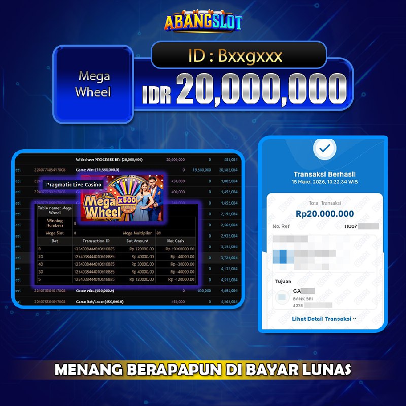 ABANGSLOT - JACKPOT SEBSAR RP.20,000,000,- DI GAME MEGA WHEEL PP CASINO